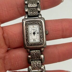 Brighton Cairo Silver Tone Women's Watch Leather Band Japan Movement‎ Needs Bat
